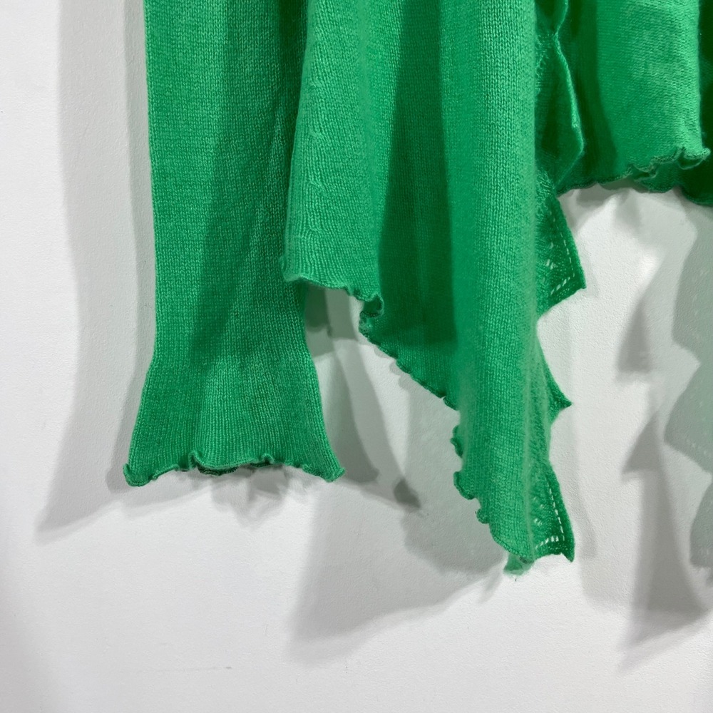 Margaret Loves Peter 100% Scottish Cashmere Green Ruffle Pointelle Cardigan M - Picture 2 of 9